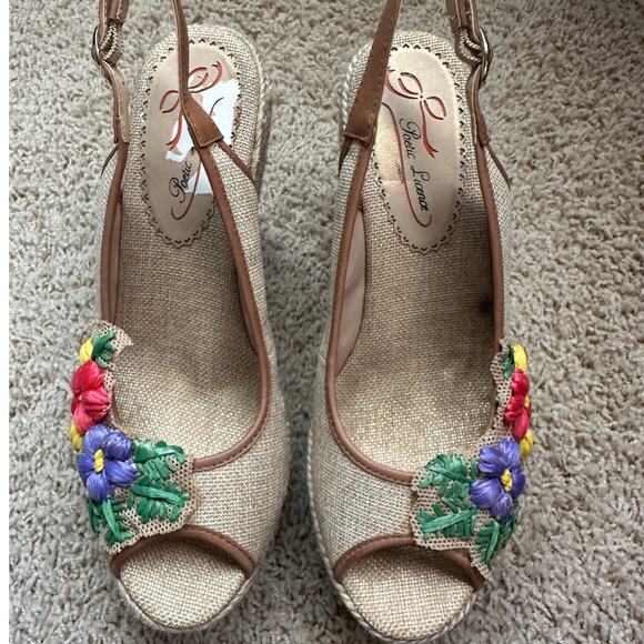 Anthropologie Poetic‎ Licence Petal Pusher Sandals Wedge Size 8 - Picture 2 of 12